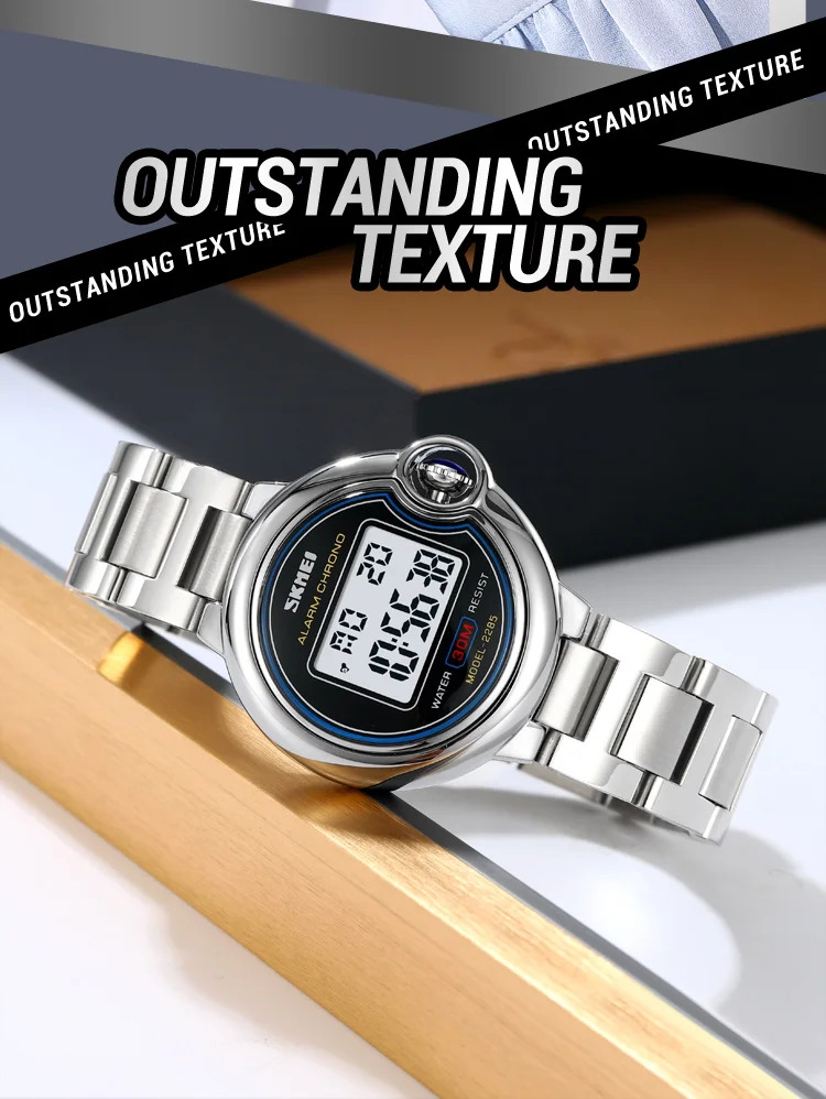 SKMEI Digital Stainless Steel Wristwatch For Women Top Brands Luxury Watch Waterproof Sport Ladies Electronics Watch Reloj Mujer