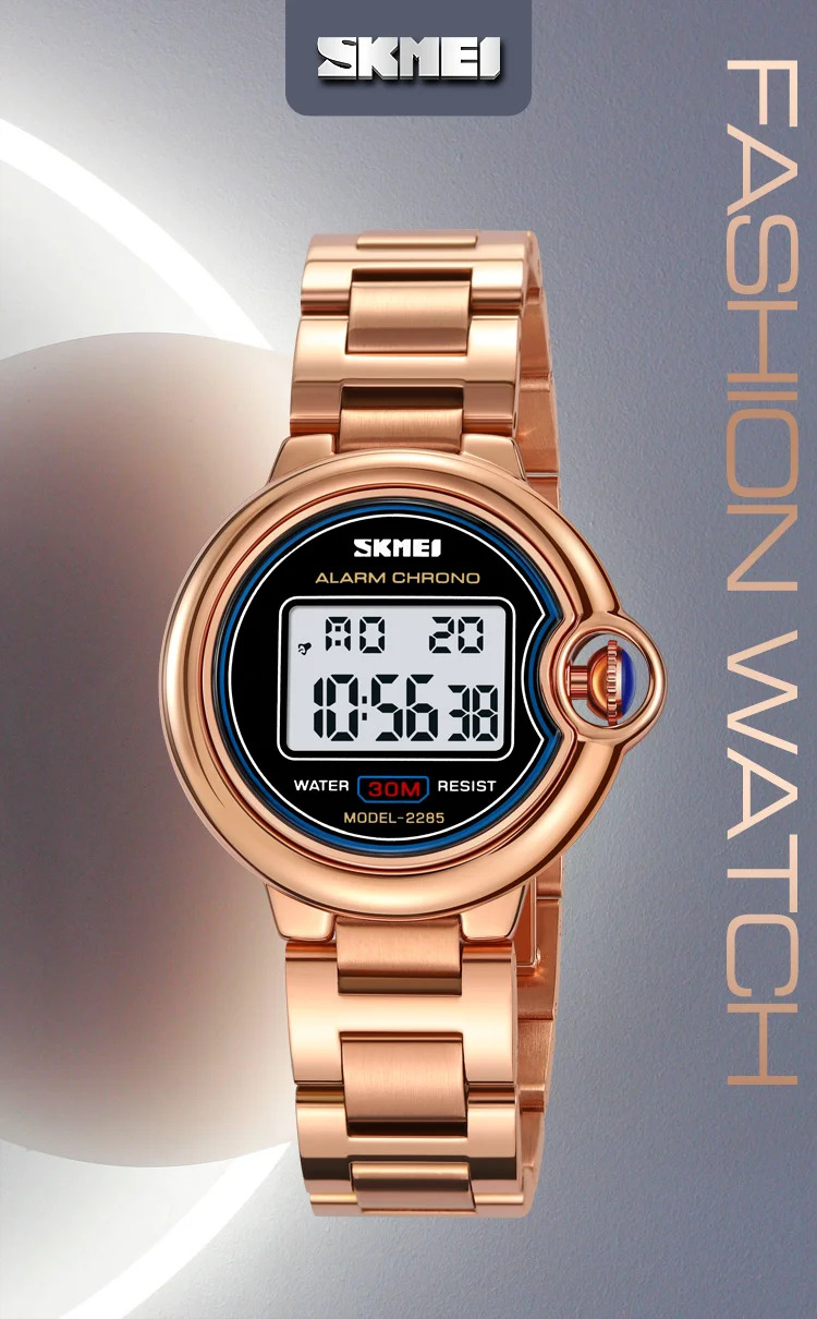 SKMEI Digital Stainless Steel Wristwatch For Women Top Brands Luxury Watch Waterproof Sport Ladies Electronics Watch Reloj Mujer