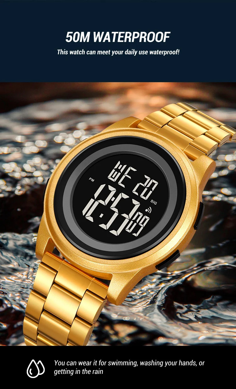 SKMEI Simple Wristwatches For Men Women Waterproof Sport Digital Stainless Steel Watch Business Electronic Watches Reloj Hombre