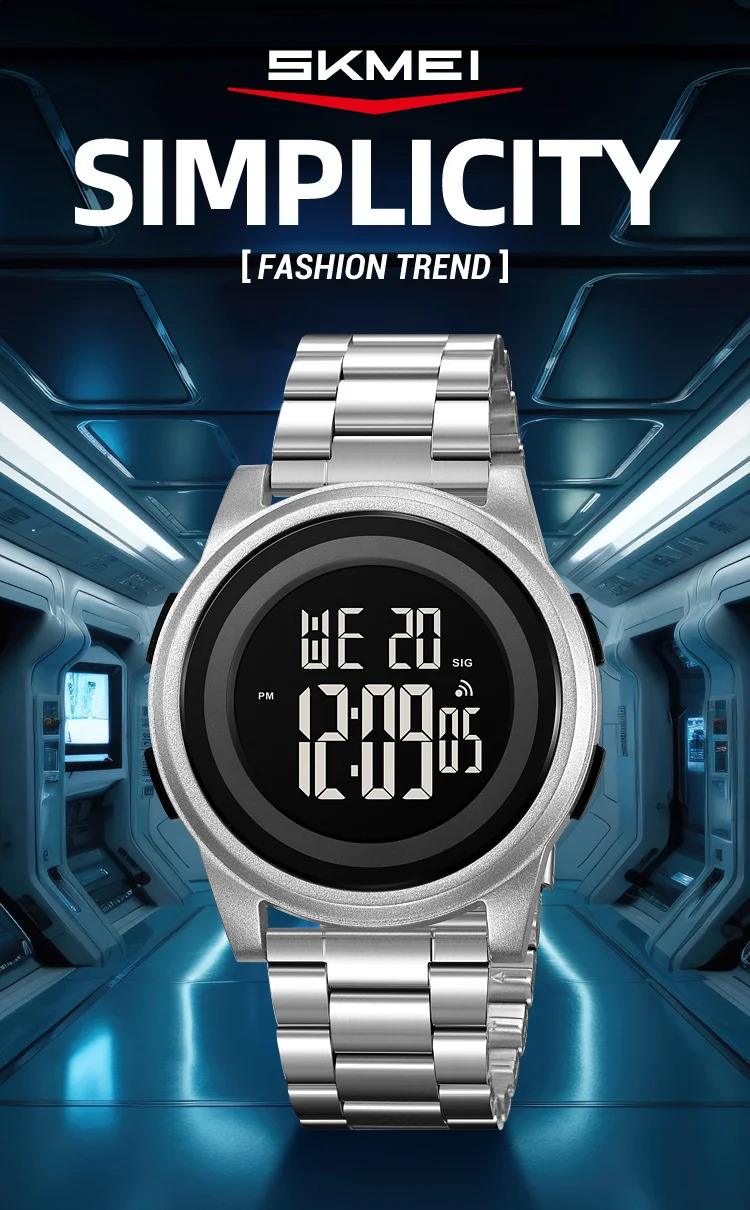 SKMEI Simple Wristwatches For Men Women Waterproof Sport Digital Stainless Steel Watch Business Electronic Watches Reloj Hombre