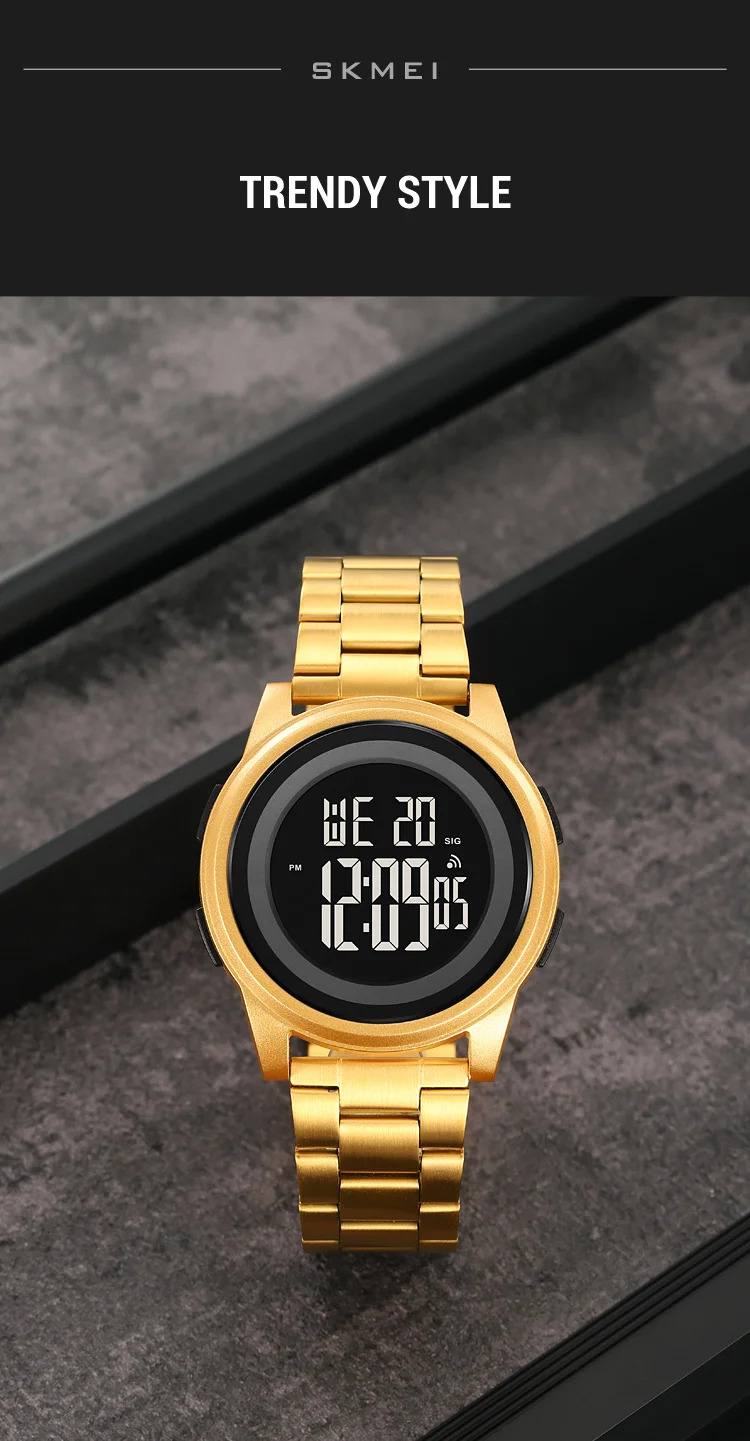 SKMEI Simple Wristwatches For Men Women Waterproof Sport Digital Stainless Steel Watch Business Electronic Watches Reloj Hombre