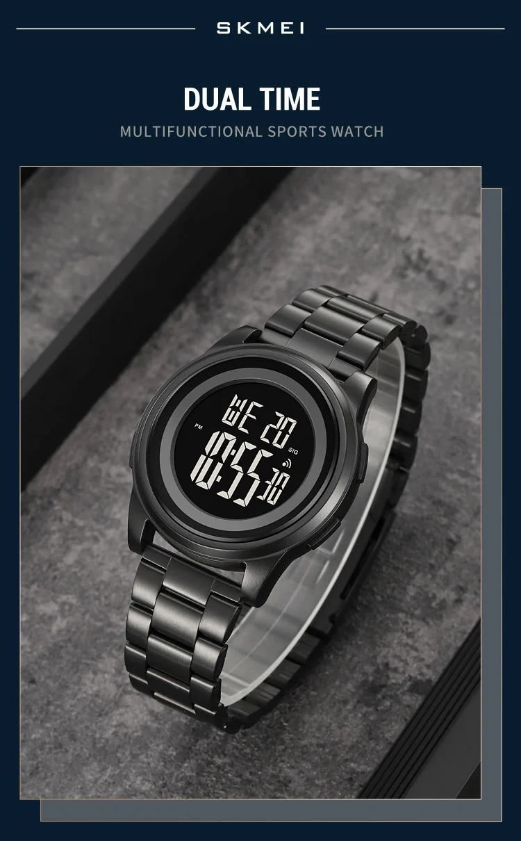 SKMEI Simple Wristwatches For Men Women Waterproof Sport Digital Stainless Steel Watch Business Electronic Watches Reloj Hombre