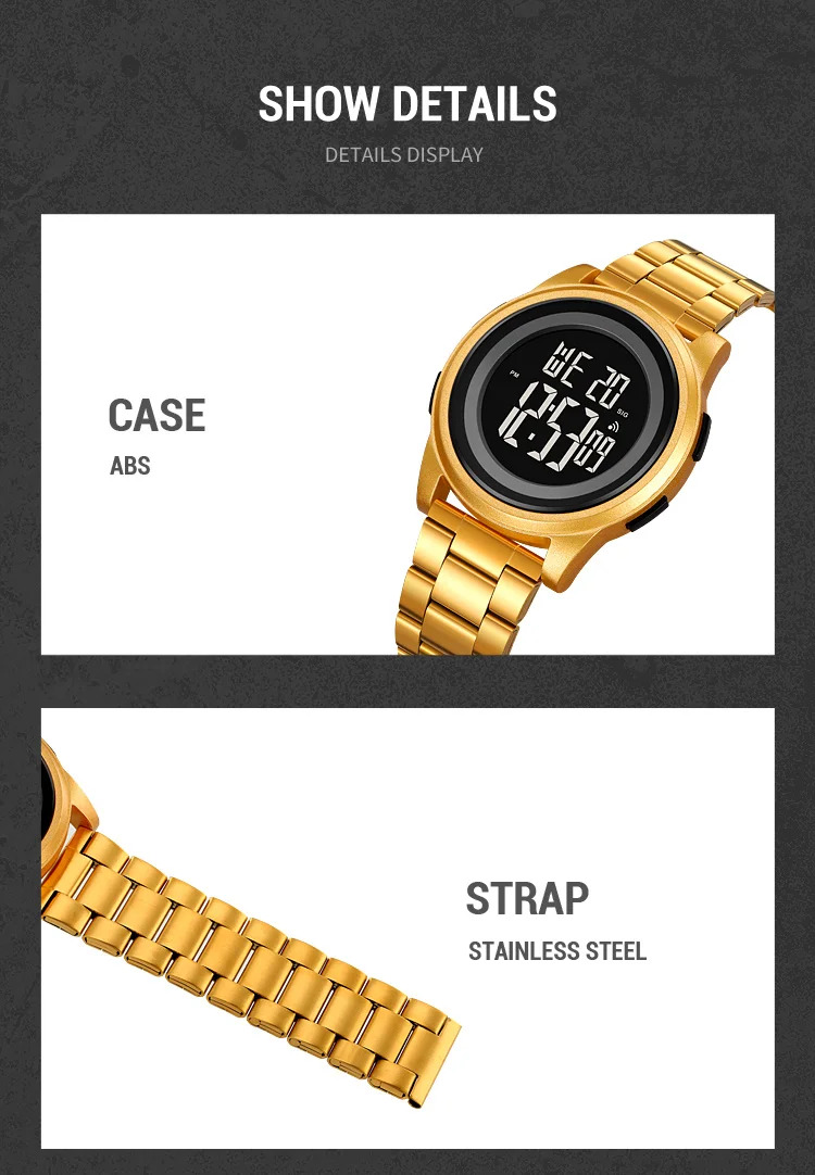 SKMEI Simple Wristwatches For Men Women Waterproof Sport Digital Stainless Steel Watch Business Electronic Watches Reloj Hombre