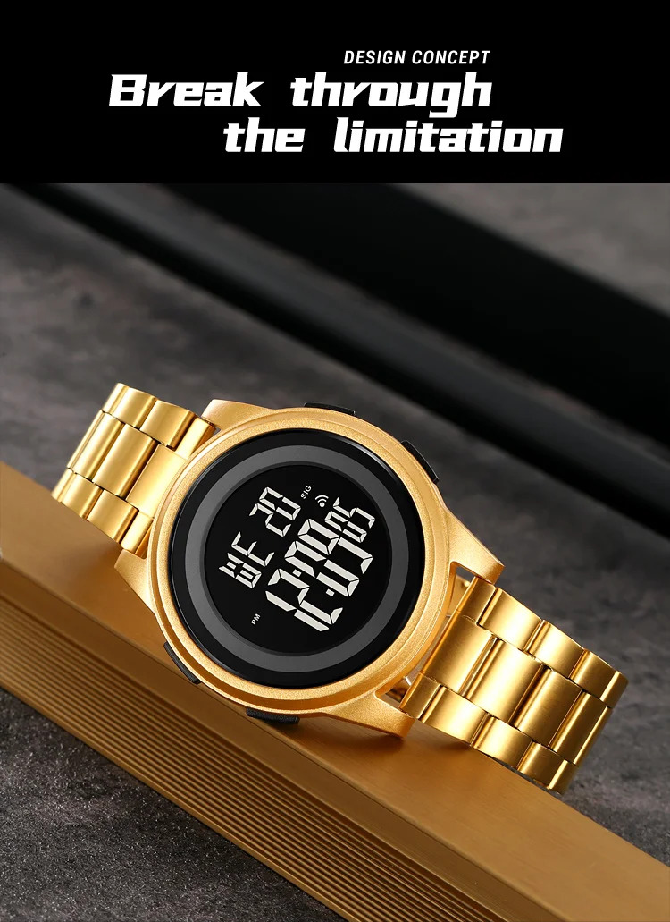 SKMEI Simple Wristwatches For Men Women Waterproof Sport Digital Stainless Steel Watch Business Electronic Watches Reloj Hombre