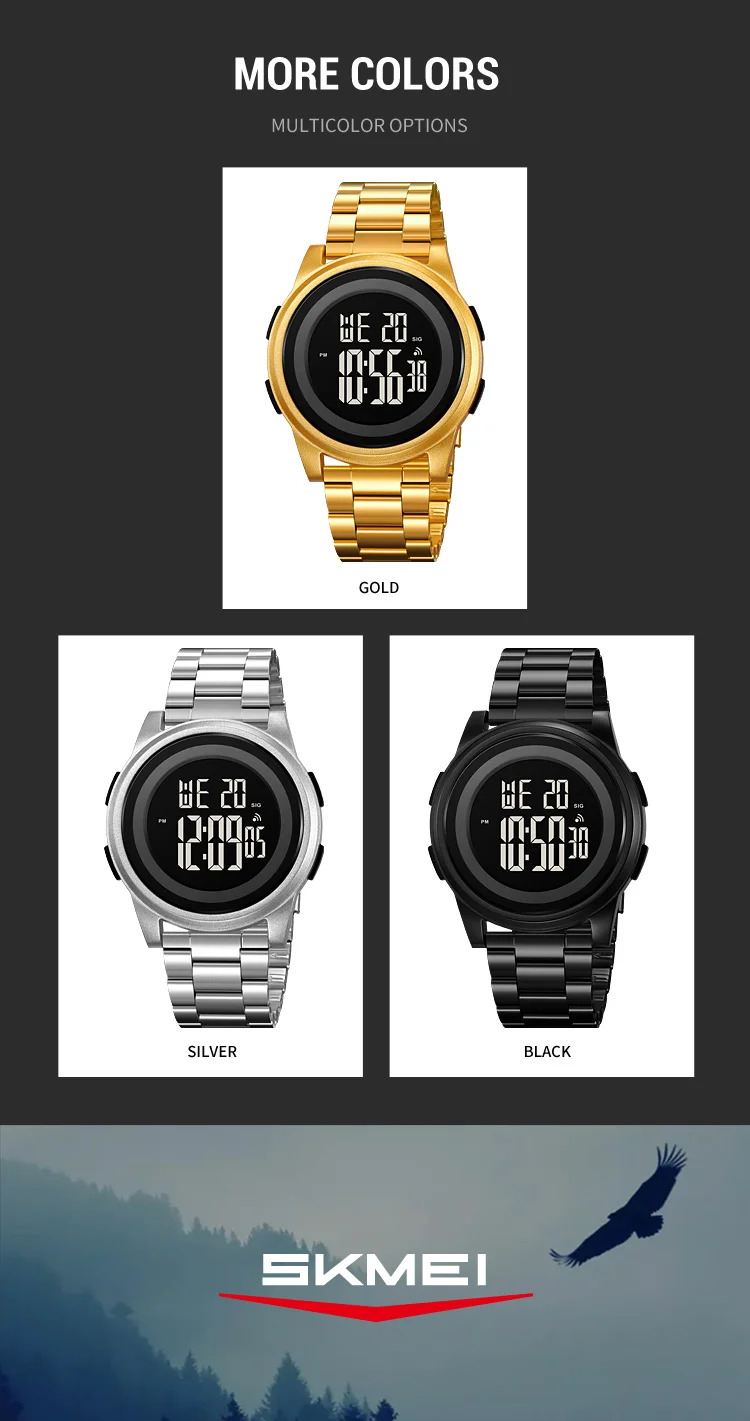 SKMEI Simple Wristwatches For Men Women Waterproof Sport Digital Stainless Steel Watch Business Electronic Watches Reloj Hombre
