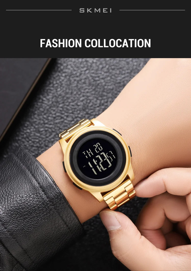 SKMEI Simple Wristwatches For Men Women Waterproof Sport Digital Stainless Steel Watch Business Electronic Watches Reloj Hombre
