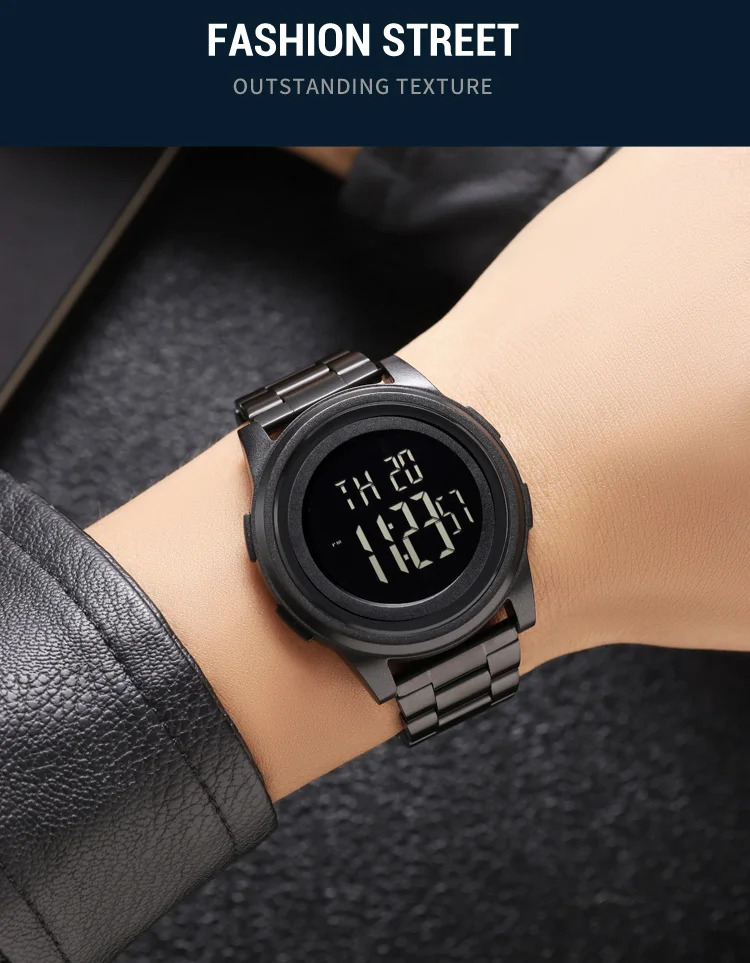SKMEI Simple Wristwatches For Men Women Waterproof Sport Digital Stainless Steel Watch Business Electronic Watches Reloj Hombre
