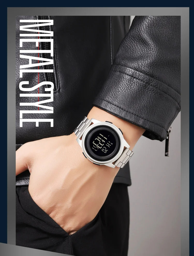 SKMEI Simple Wristwatches For Men Women Waterproof Sport Digital Stainless Steel Watch Business Electronic Watches Reloj Hombre
