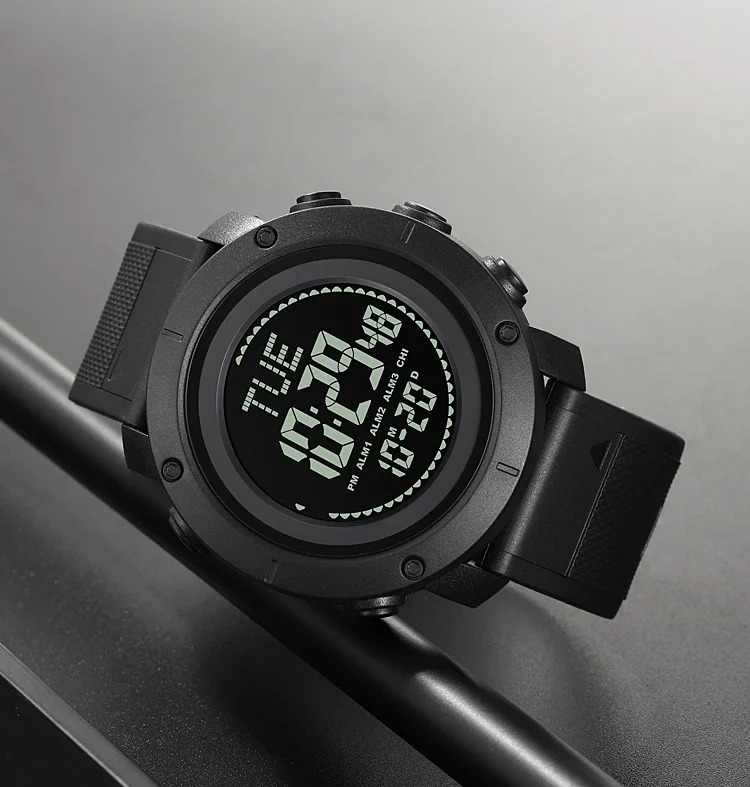 SKMEI 3 Alarm Digital Countdown Outdoor Sport For Men Watch Back Light 5Bar Waterproof Compass Stopwatch Wristwatch Reloj Hombre