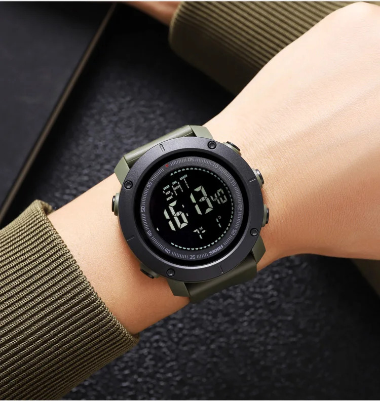 SKMEI 3 Alarm Digital Countdown Outdoor Sport For Men Watch Back Light 5Bar Waterproof Compass Stopwatch Wristwatch Reloj Hombre