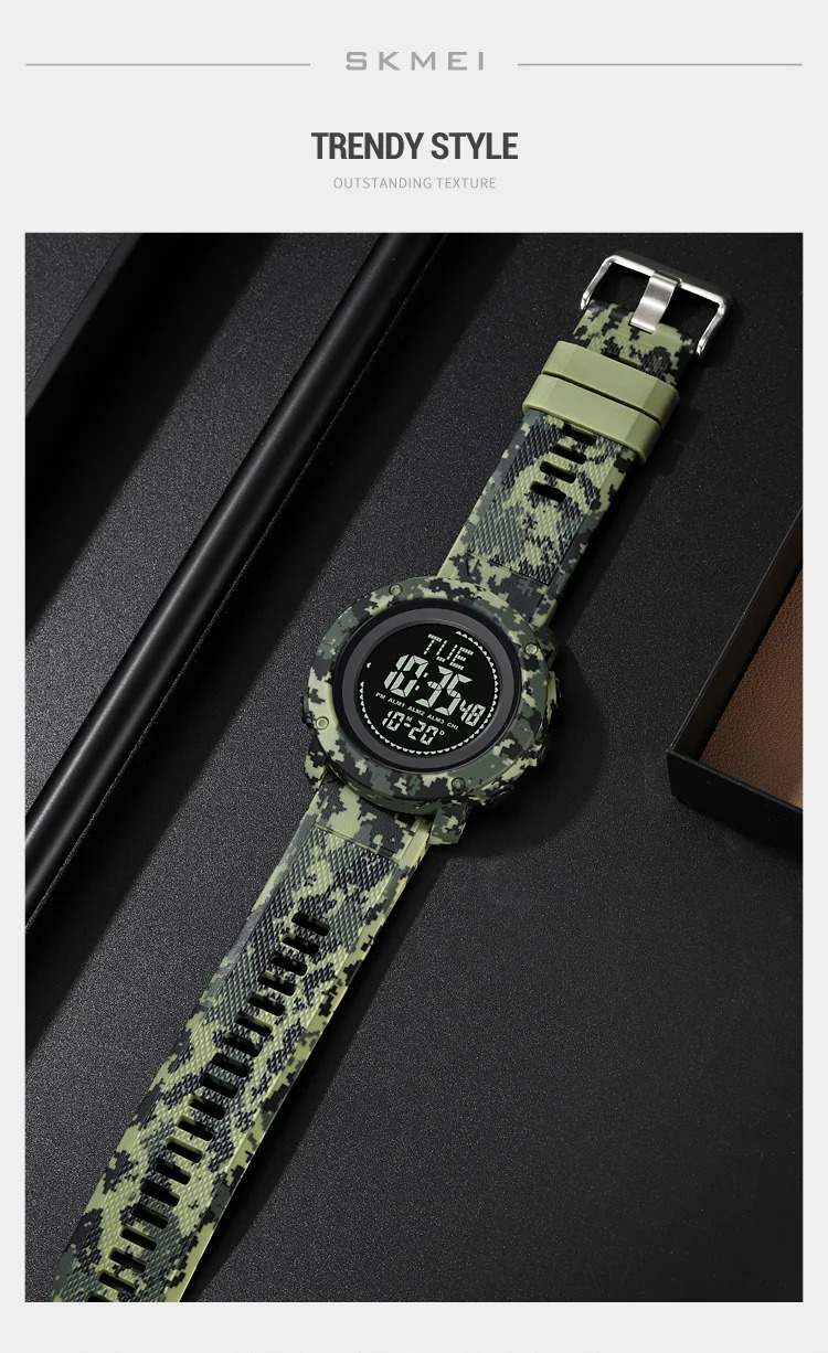 SKMEI 3 Alarm Digital Countdown Outdoor Sport For Men Watch Back Light 5Bar Waterproof Compass Stopwatch Wristwatch Reloj Hombre