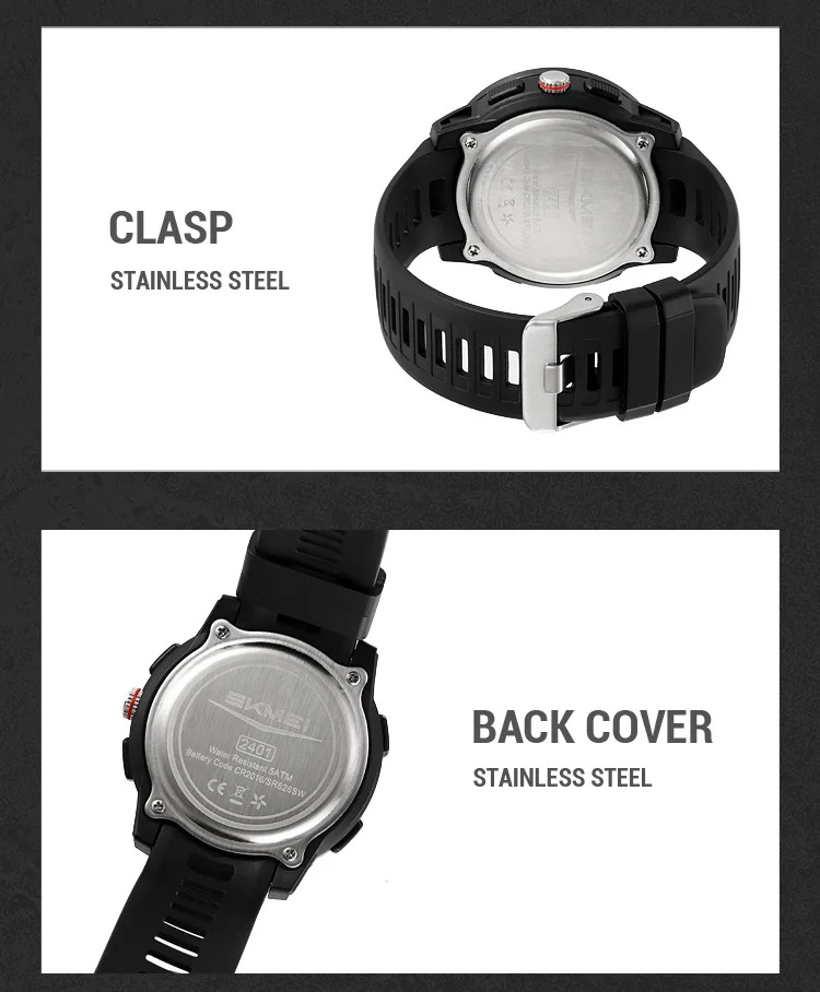 SKMEI 3Time Double Display Digital Electronic Watch Fashion Sports Quartz Watch For Men Women Waterproof Wristwatch Reloj Hombre
