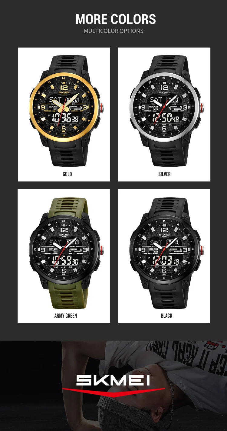 SKMEI 3Time Double Display Digital Electronic Watch Fashion Sports Quartz Watch For Men Women Waterproof Wristwatch Reloj Hombre