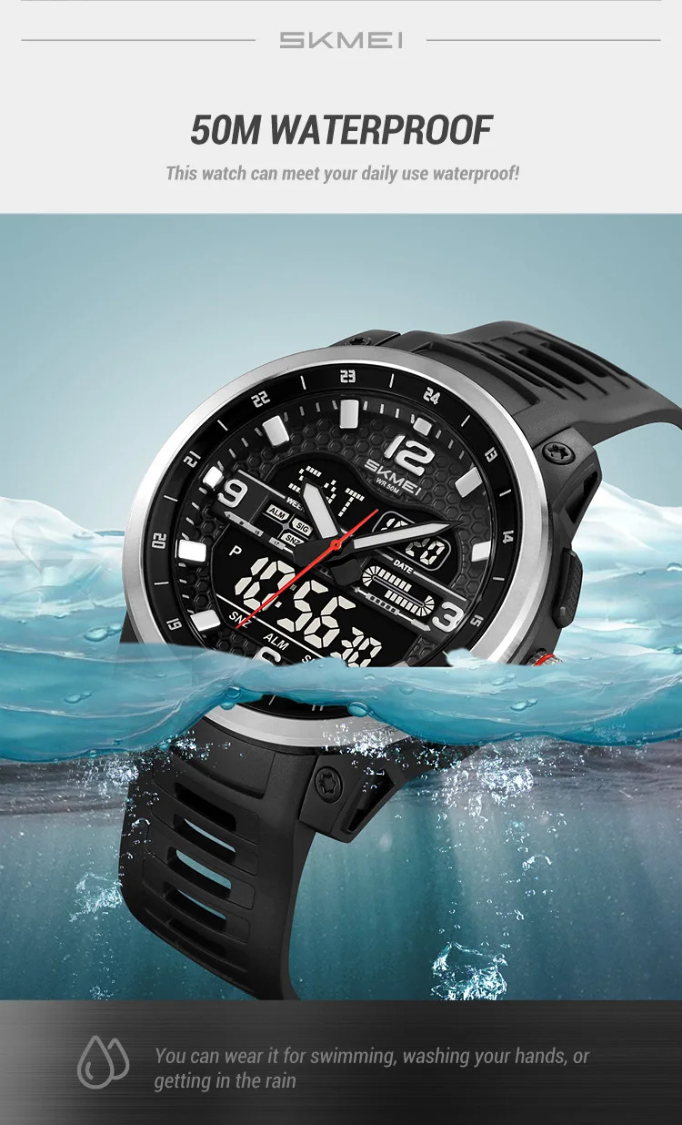 SKMEI 3Time Double Display Digital Electronic Watch Fashion Sports Quartz Watch For Men Women Waterproof Wristwatch Reloj Hombre