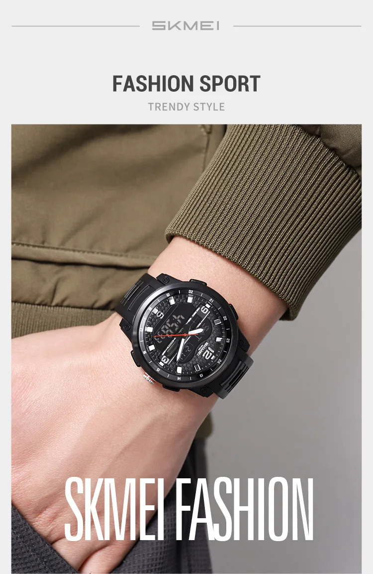 SKMEI 3Time Double Display Digital Electronic Watch Fashion Sports Quartz Watch For Men Women Waterproof Wristwatch Reloj Hombre