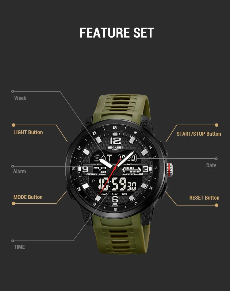 SKMEI 3Time Double Display Digital Electronic Watch Fashion Sports Quartz Watch For Men Women Waterproof Wristwatch Reloj Hombre