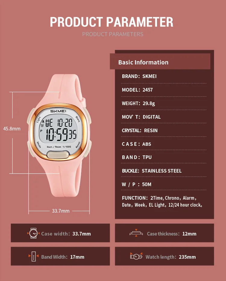 SKMEI Alarm Digital Electronic Watch Fashion Sport Watch For Men Women Student Leisure Chrono Waterproof Wristwatch Reloj Hombre