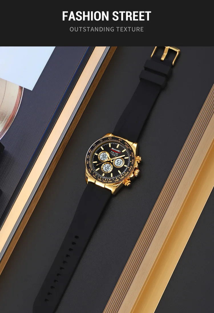 SKMEI Business Double Display LED Light Digital Electronics Watch Fashion Quartz Watch For Men Women Alarm Waterproof Wristwatch