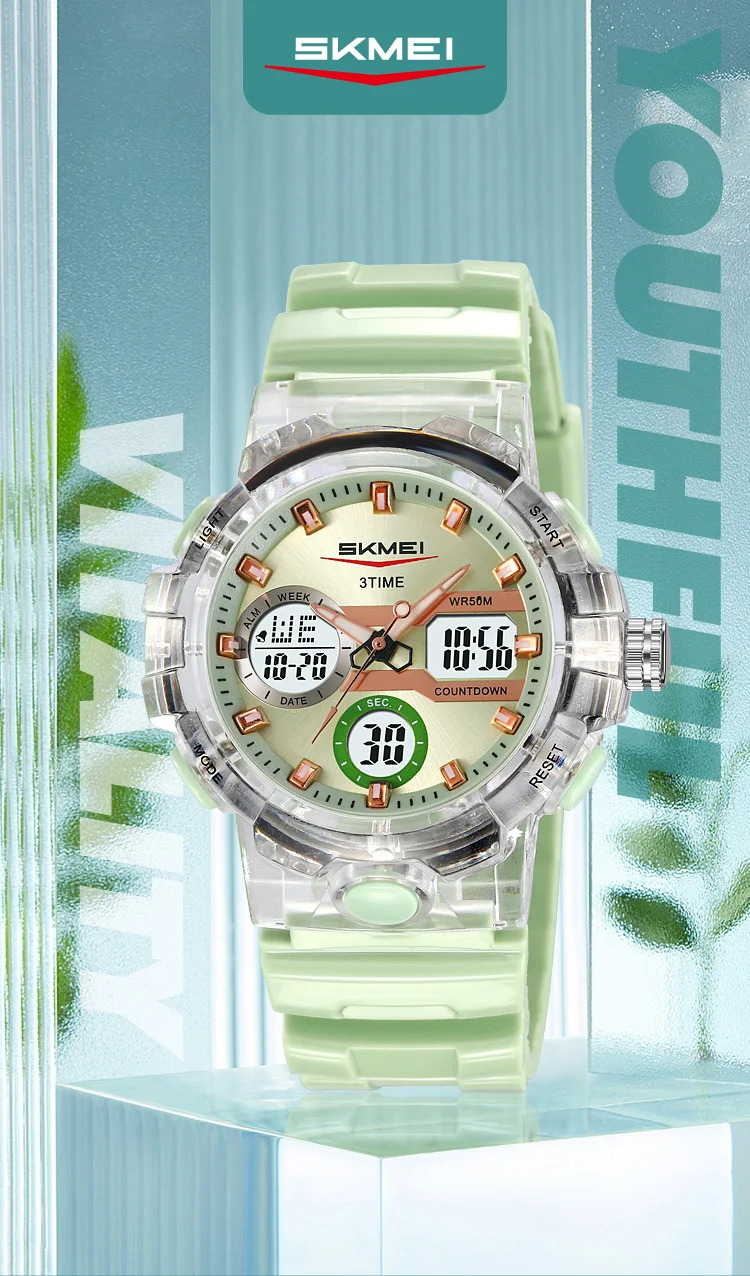 SKMEI 3Time LED Light Fashion Digital Electronics Watch Sports Quartz Watches For Men Waterproof Alarm Wristwatches Reloj Hombre