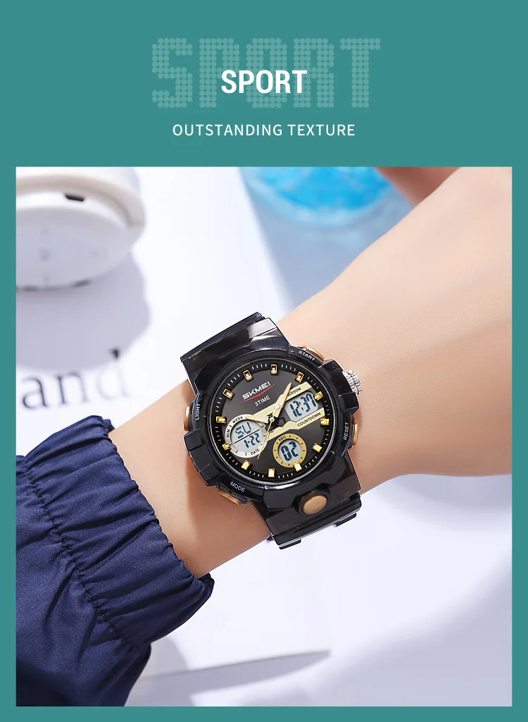SKMEI 3Time LED Light Fashion Digital Electronics Watch Sports Quartz Watches For Men Waterproof Alarm Wristwatches Reloj Hombre