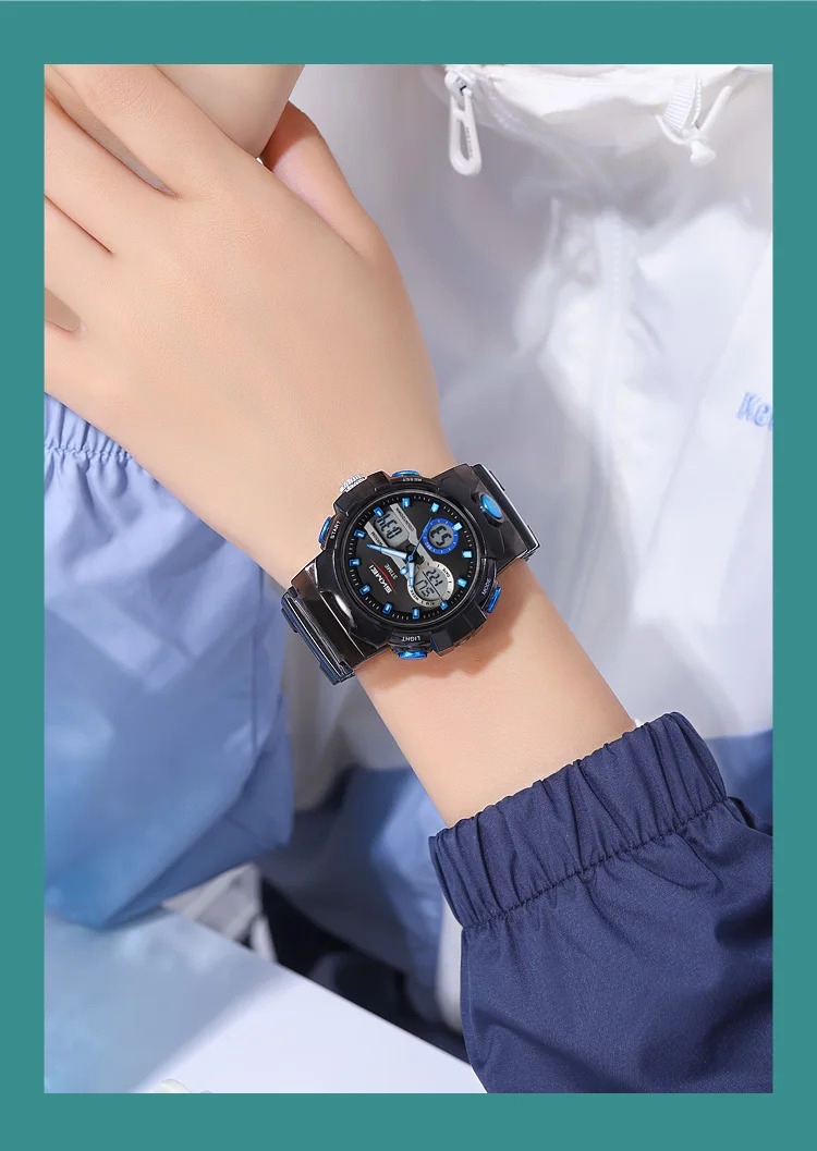 SKMEI 3Time LED Light Fashion Digital Electronics Watch Sports Quartz Watches For Men Waterproof Alarm Wristwatches Reloj Hombre