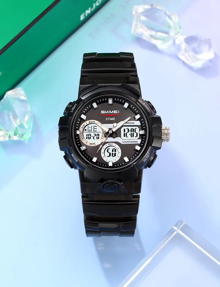 SKMEI 3Time LED Light Fashion Digital Electronics Watch Sports Quartz Watches For Men Waterproof Alarm Wristwatches Reloj Hombre