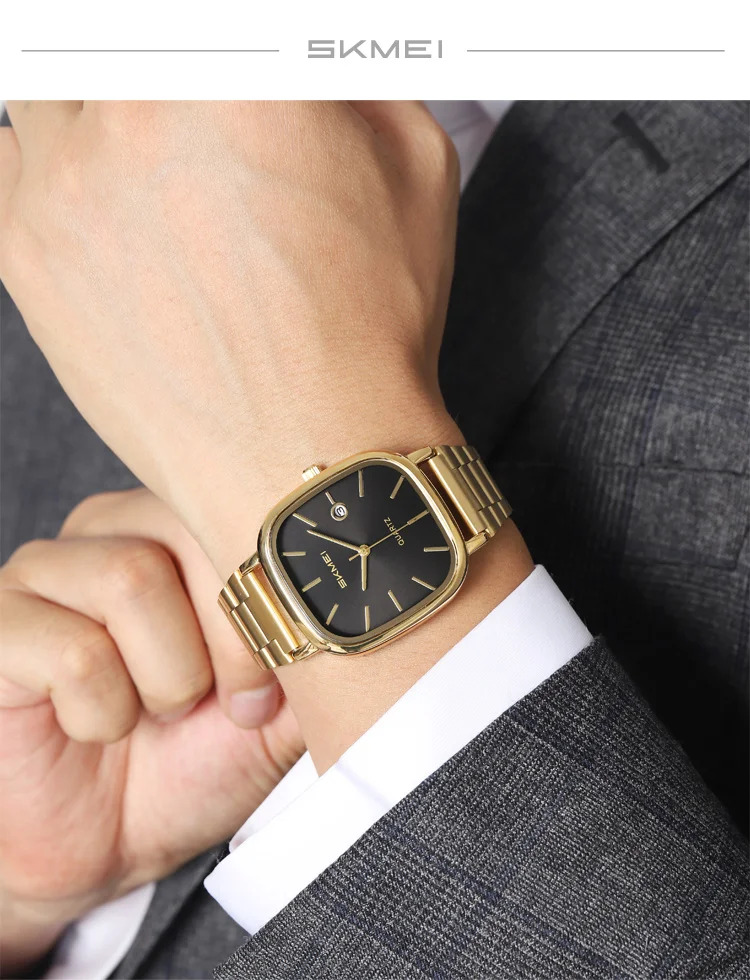 SKMEI Male Business Stainless Steel Strip Watches Fashion Time Date Quartz Watch For Men Women Waterproof Lady Casual Wristwatch