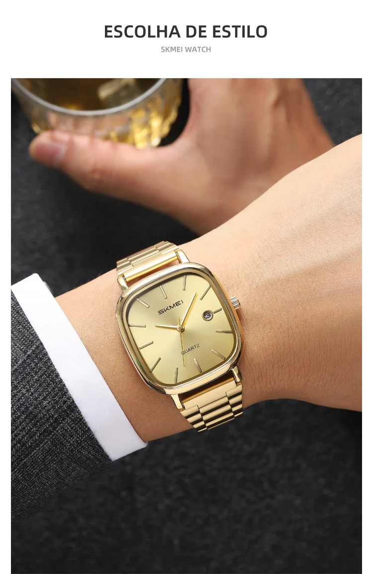 SKMEI Male Business Stainless Steel Strip Watches Fashion Time Date Quartz Watch For Men Women Waterproof Lady Casual Wristwatch