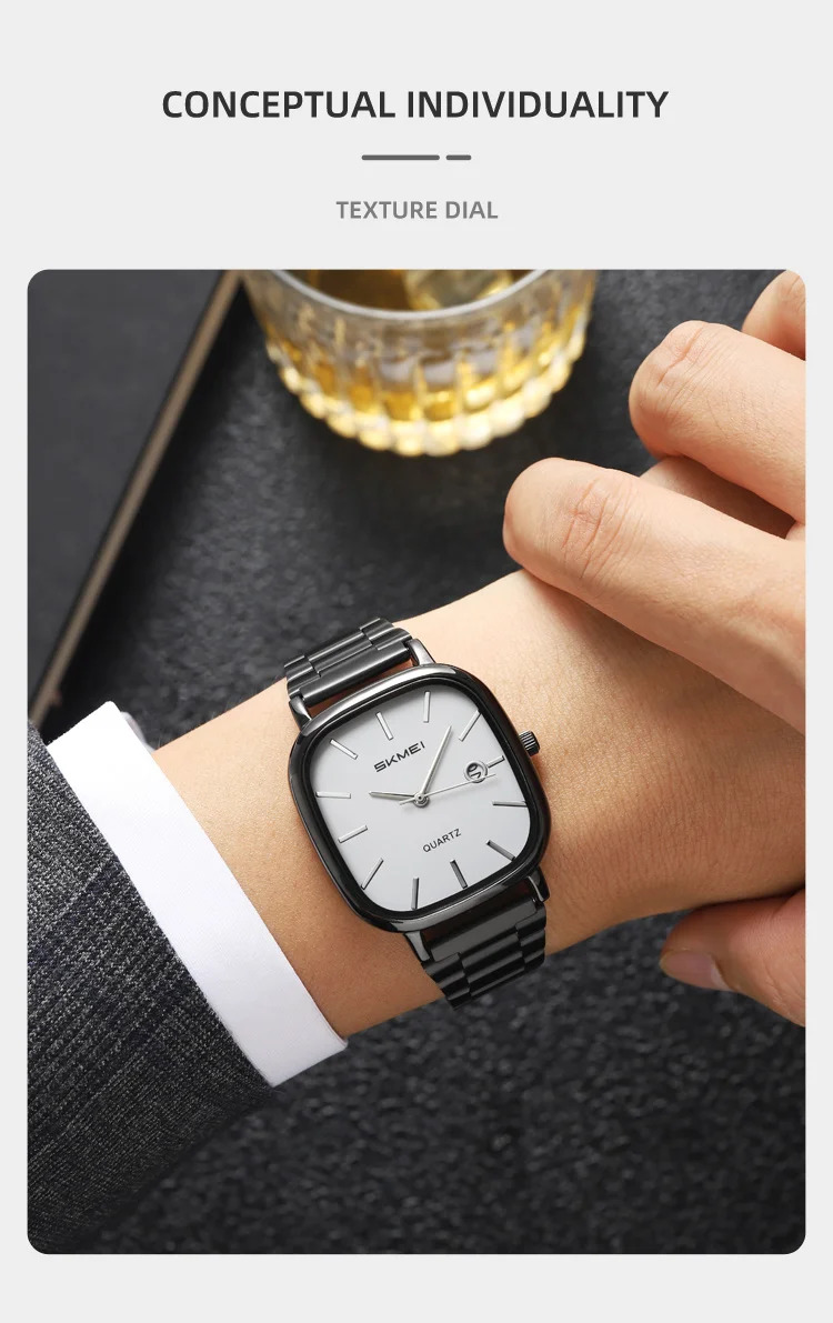 SKMEI Male Business Stainless Steel Strip Watches Fashion Time Date Quartz Watch For Men Women Waterproof Lady Casual Wristwatch