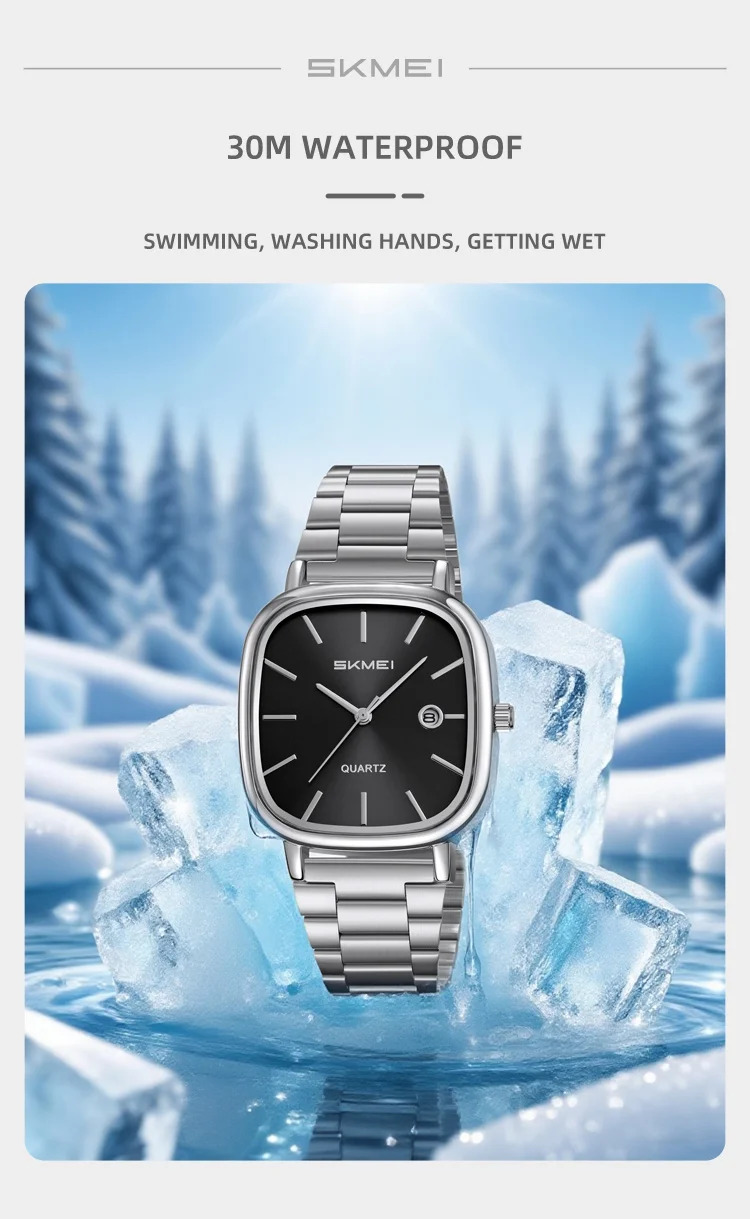 SKMEI Male Business Stainless Steel Strip Watches Fashion Time Date Quartz Watch For Men Women Waterproof Lady Casual Wristwatch