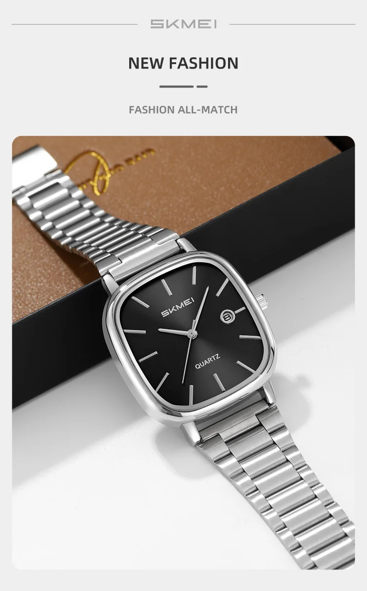 SKMEI Male Business Stainless Steel Strip Watches Fashion Time Date Quartz Watch For Men Women Waterproof Lady Casual Wristwatch
