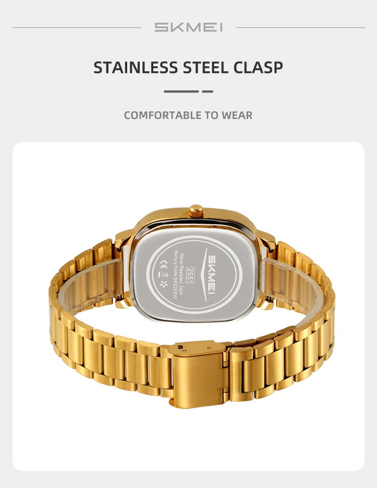 SKMEI Male Business Stainless Steel Strip Watches Fashion Time Date Quartz Watch For Men Women Waterproof Lady Casual Wristwatch