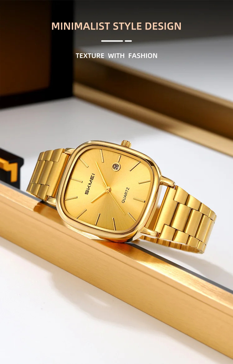 SKMEI Male Business Stainless Steel Strip Watches Fashion Time Date Quartz Watch For Men Women Waterproof Lady Casual Wristwatch