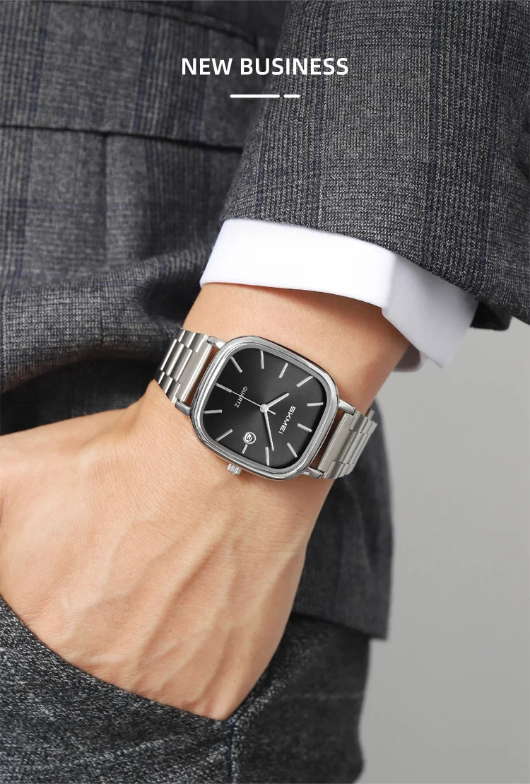 SKMEI Male Business Stainless Steel Strip Watches Fashion Time Date Quartz Watch For Men Women Waterproof Lady Casual Wristwatch