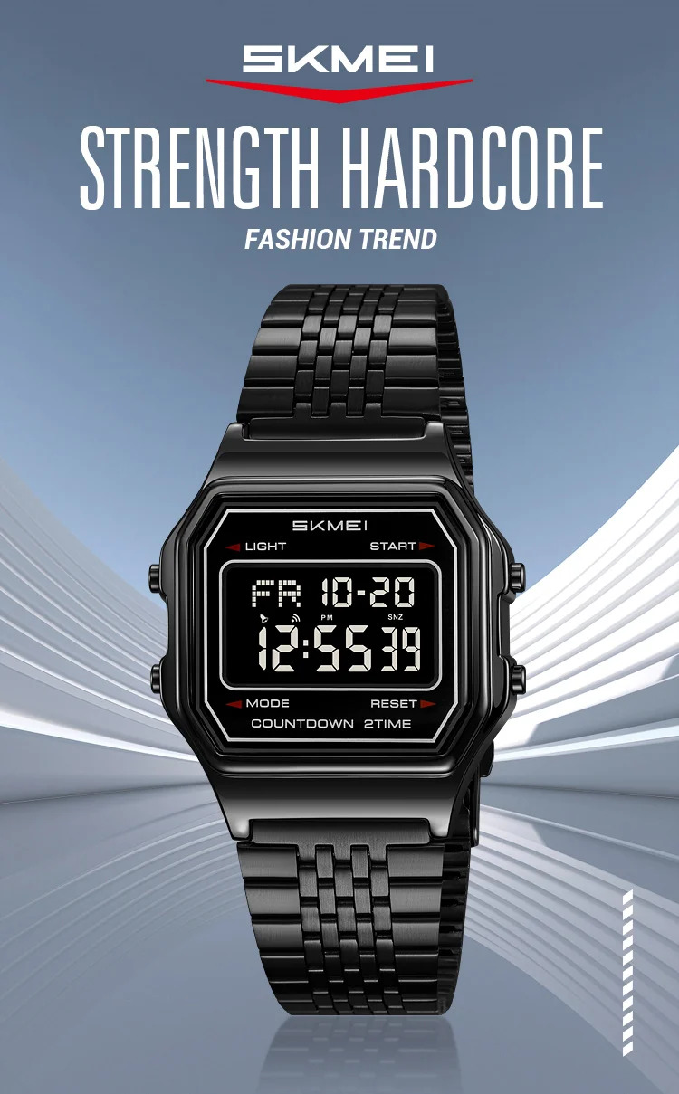 SKMEI Male Business Digital Stainless Steel Strip Watches Fashion Watch For Men Women Waterproof Casual Electronics Wristwatches