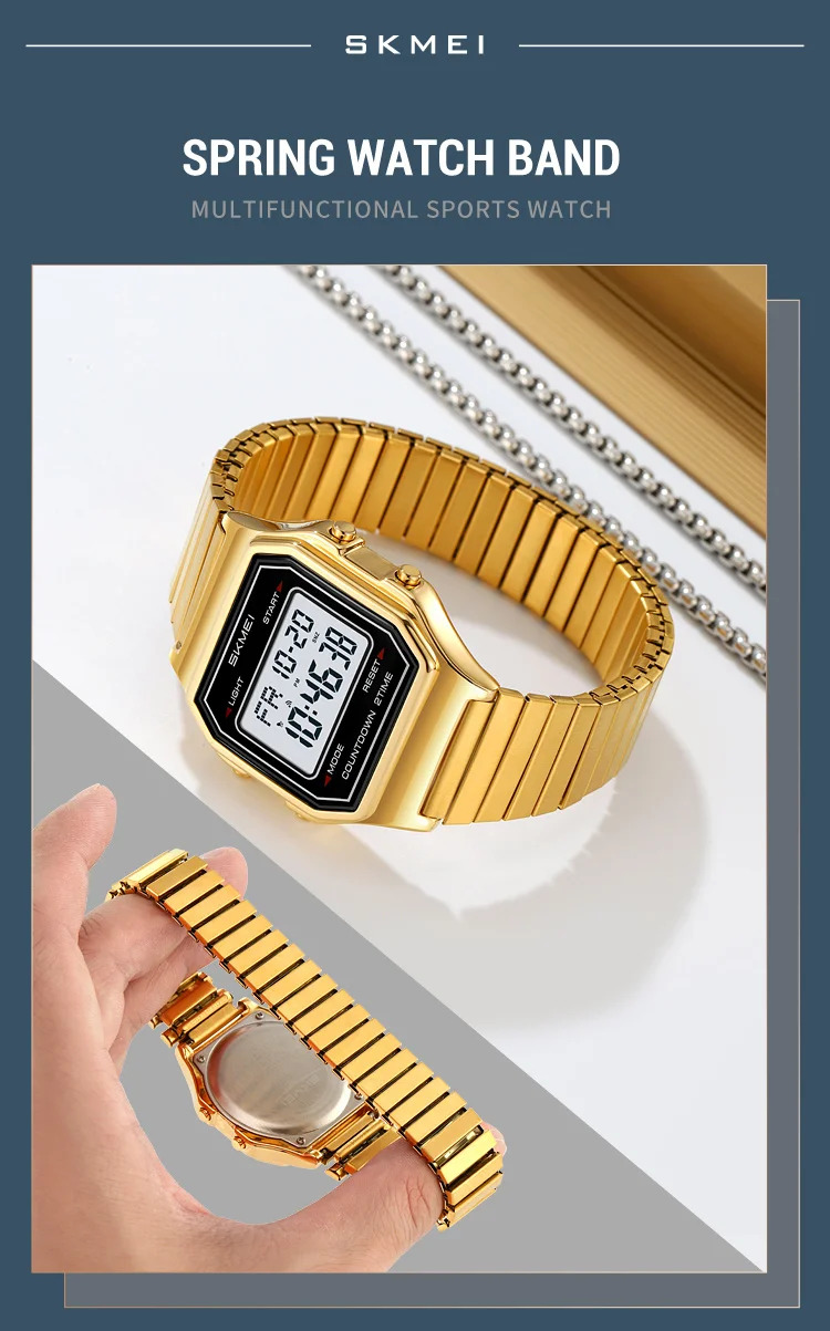 SKMEI Male Business Digital Stainless Steel Strip Watches Fashion Watch For Men Women Waterproof Casual Electronics Wristwatches
