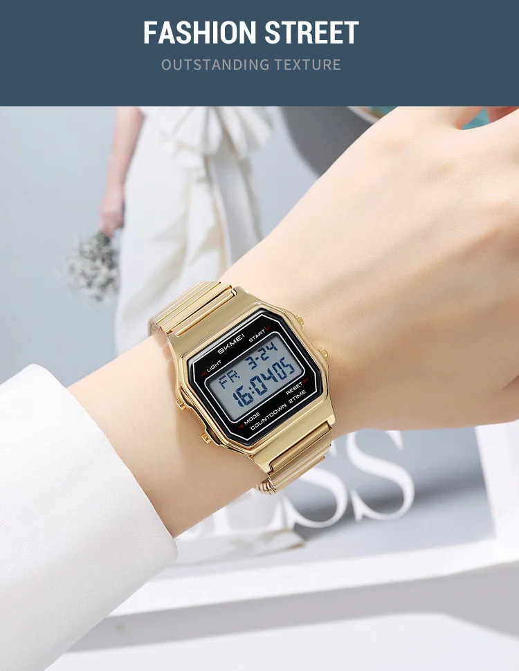 SKMEI Male Business Digital Stainless Steel Strip Watches Fashion Watch For Men Women Waterproof Casual Electronics Wristwatches