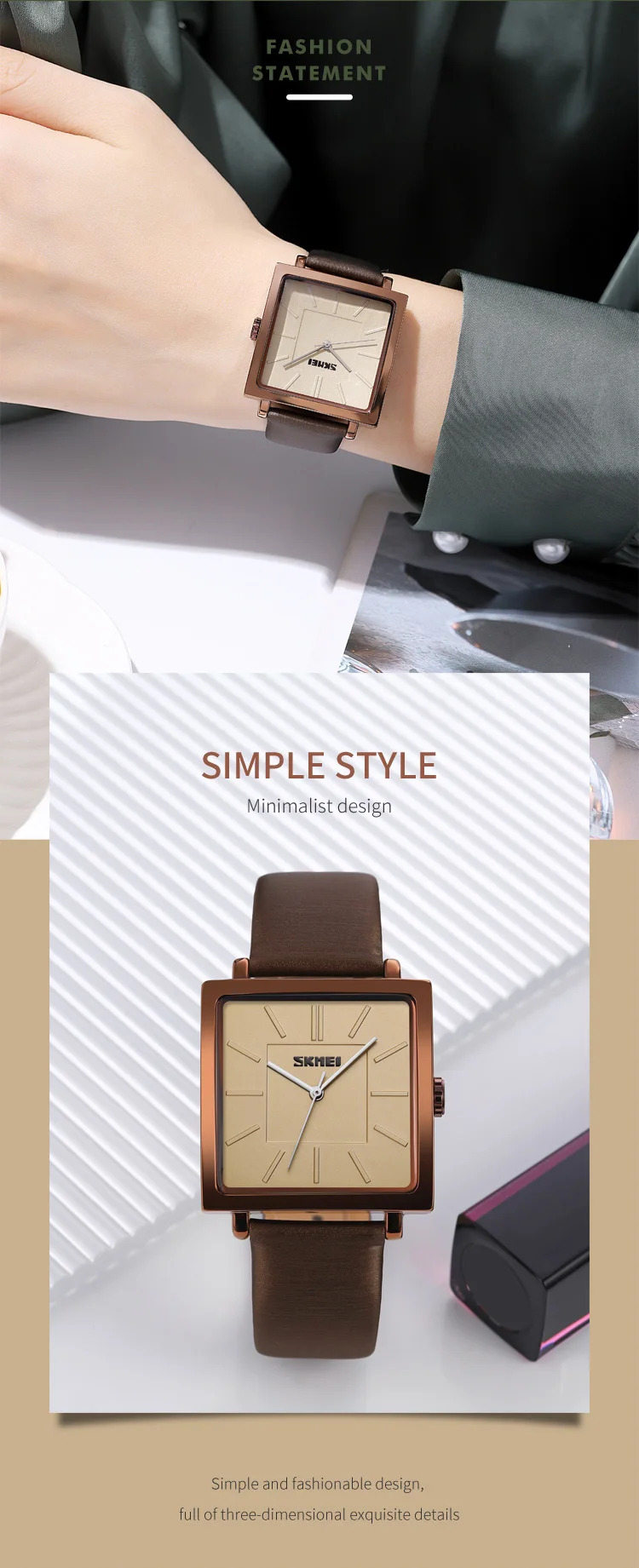 SKMEI Luxury 3Bar Waterproof Watches Fashion Movement Quartz Watch For Women Business Lady Elegant Wristwatches Relogio Feminino