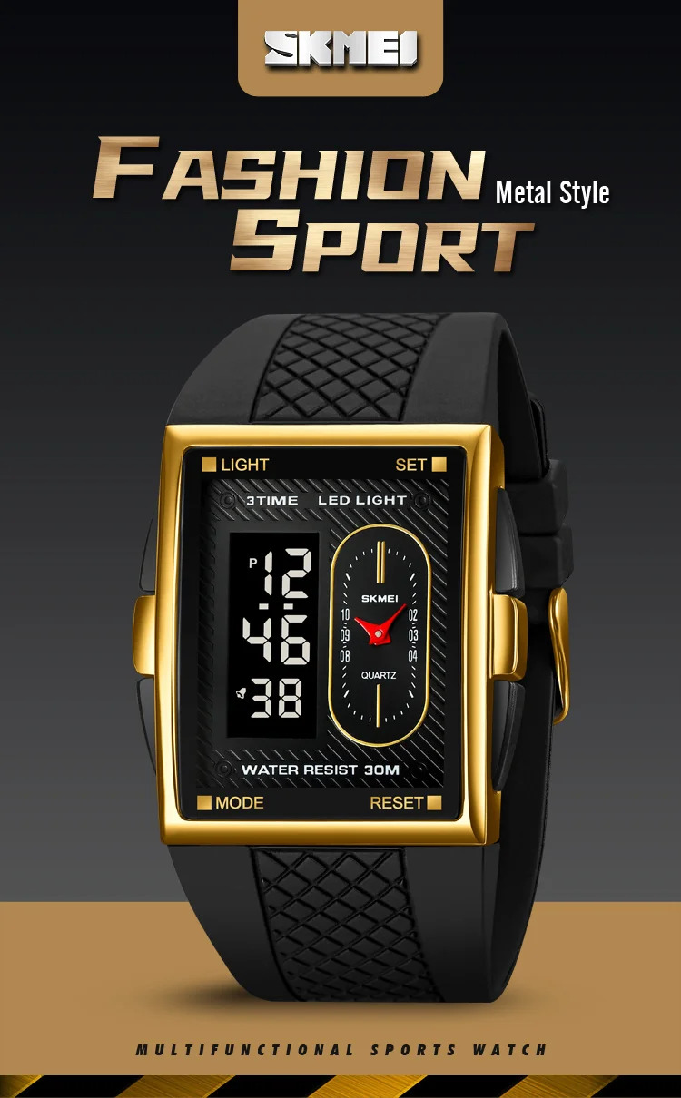 SKMEI Fashion Digital Electronics Watches For Men Women 3Time Business Quartz Watch Waterproof Alarm Wristwatch Horloges Mannen