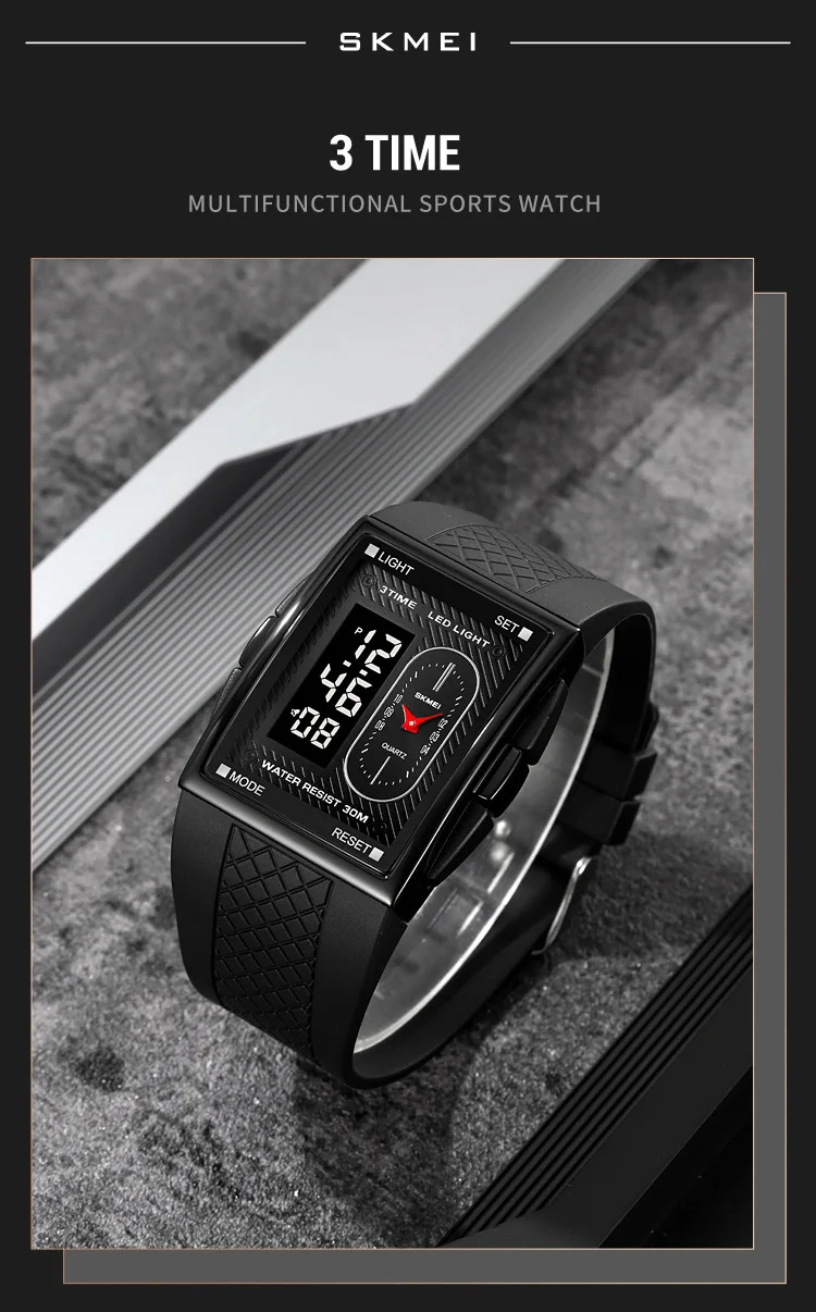 SKMEI Fashion Digital Electronics Watches For Men Women 3Time Business Quartz Watch Waterproof Alarm Wristwatch Horloges Mannen