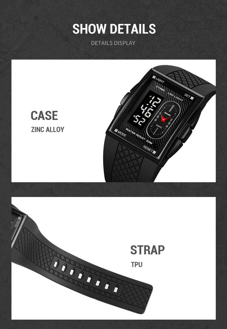 SKMEI Fashion Digital Electronics Watches For Men Women 3Time Business Quartz Watch Waterproof Alarm Wristwatch Horloges Mannen