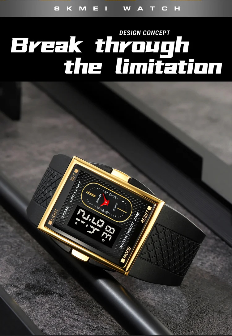 SKMEI Fashion Digital Electronics Watches For Men Women 3Time Business Quartz Watch Waterproof Alarm Wristwatch Horloges Mannen