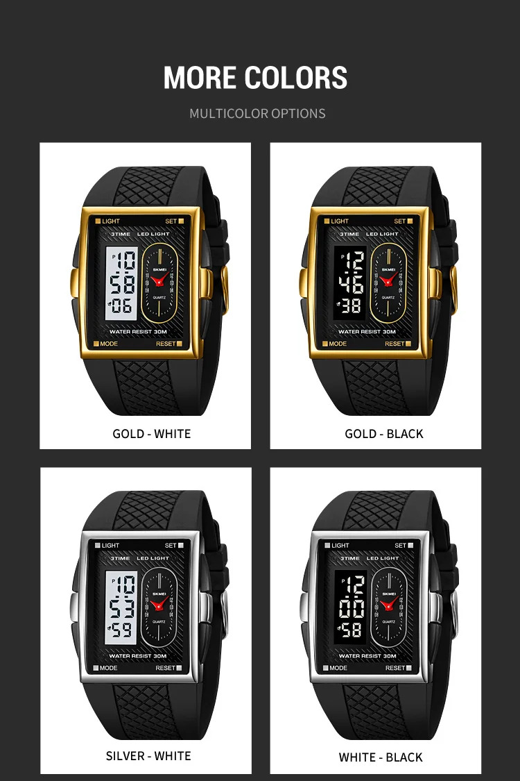 SKMEI Fashion Digital Electronics Watches For Men Women 3Time Business Quartz Watch Waterproof Alarm Wristwatch Horloges Mannen