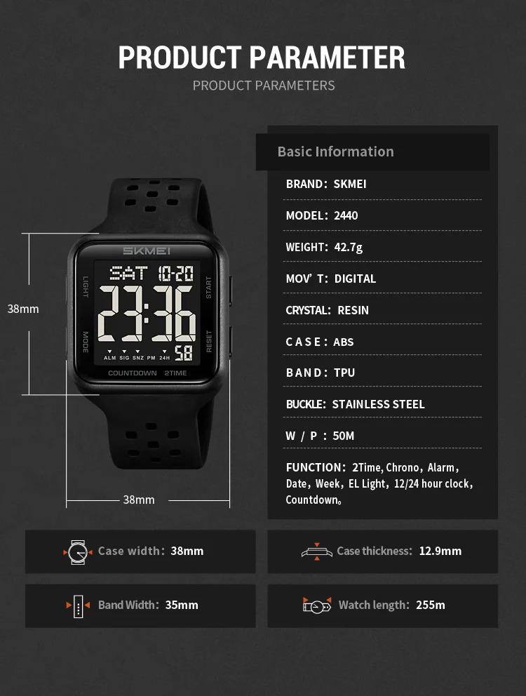 SKMEI Digital Electronics Watches For Men Women Students Fashion Week Date Wristwatch Chrono Count Down Alarm Watch reloj hombre