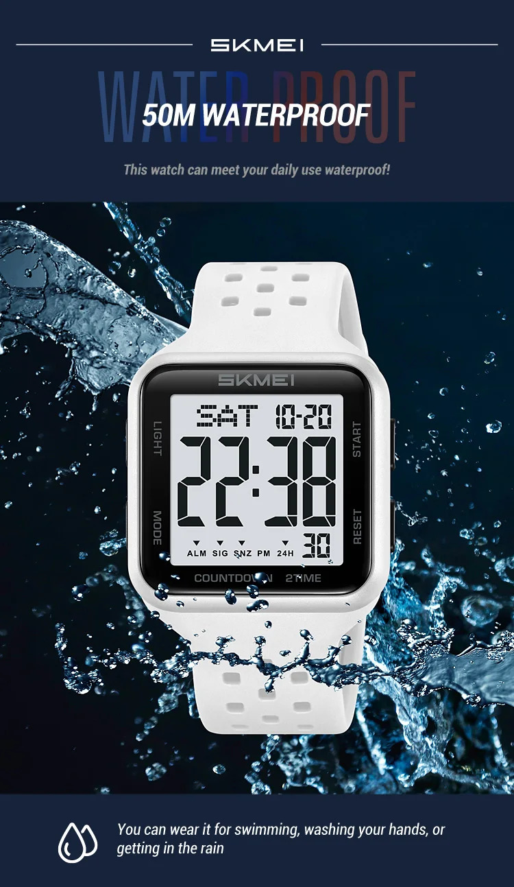SKMEI Digital Electronics Watches For Men Women Students Fashion Week Date Wristwatch Chrono Count Down Alarm Watch reloj hombre
