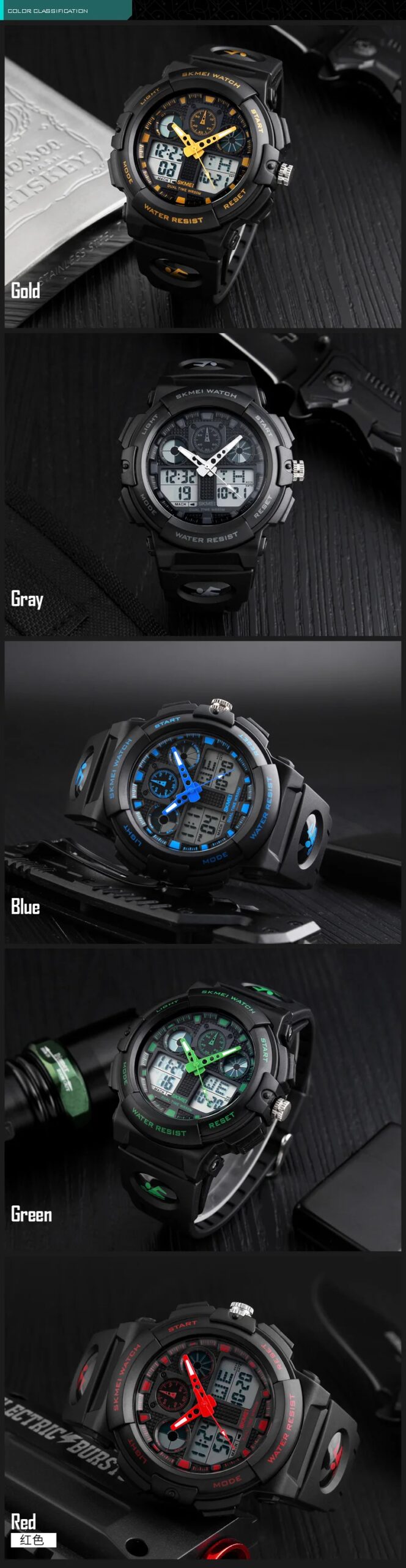 SKMEI Double Time Display Digital Electronic Watches For Men Women Fashion Large Dial Wristwatch Chrono Alarm Watch reloj hombre