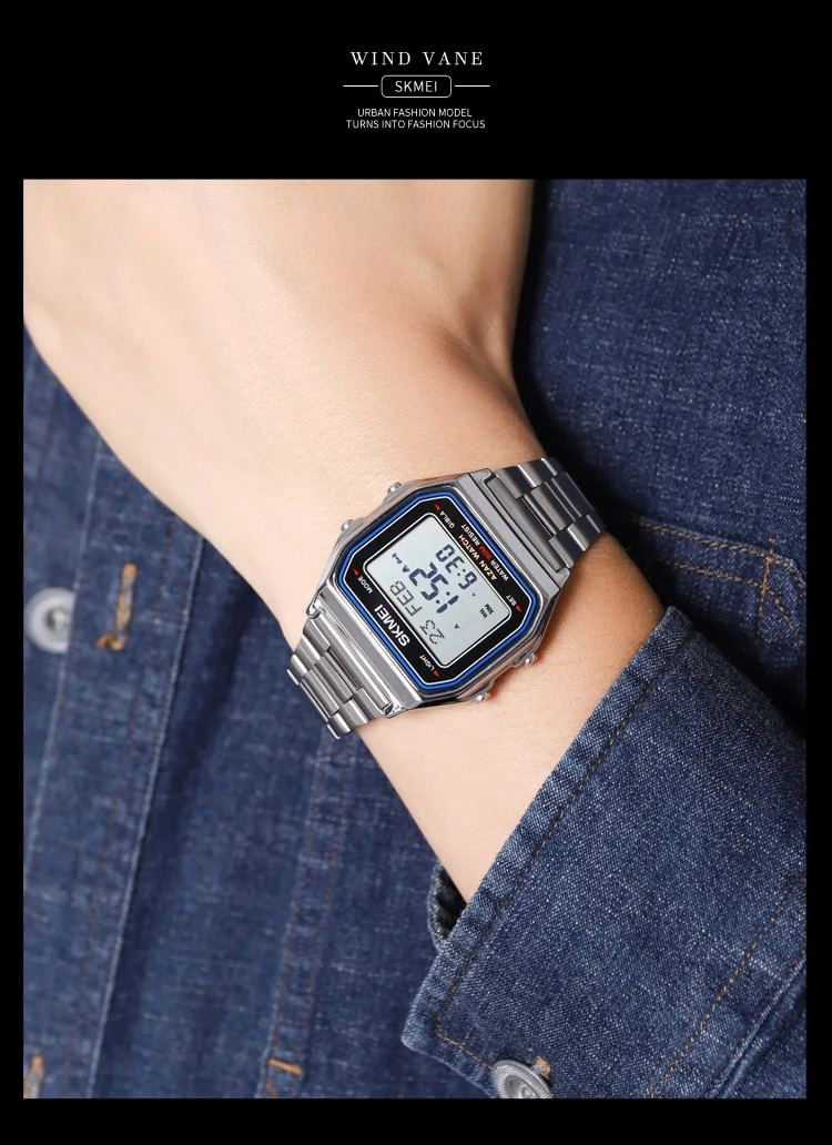 SKMEI Pilgrimage Time Reminder Watches Digital Sports Watches 3Bar Waterproof Wristwatch For Men Women Alarm Watch Reloj Hombre