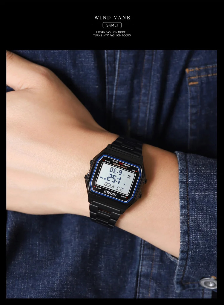 SKMEI Pilgrimage Time Reminder Watches Digital Sports Watches 3Bar Waterproof Wristwatch For Men Women Alarm Watch Reloj Hombre