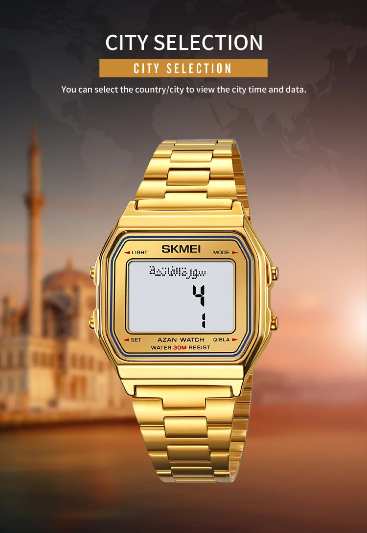 SKMEI Pilgrimage Time Reminder Watches Digital Sports Watches 3Bar Waterproof Wristwatch For Men Women Alarm Watch Reloj Hombre
