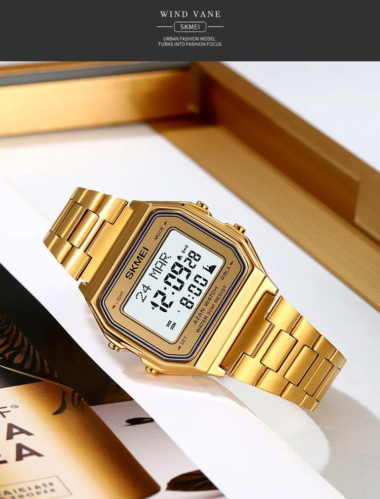 SKMEI Pilgrimage Time Reminder Watches Digital Sports Watches 3Bar Waterproof Wristwatch For Men Women Alarm Watch Reloj Hombre
